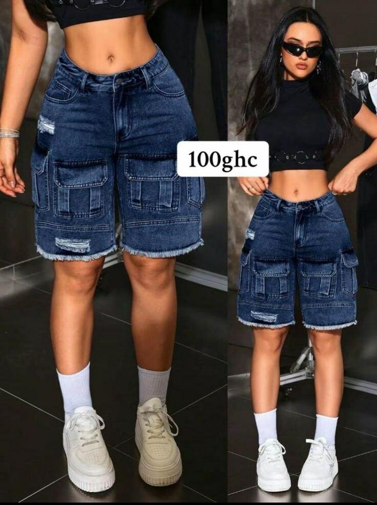 Shorts cargo en jean pour femmes