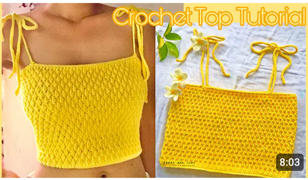 Haut court au crochet jaune
