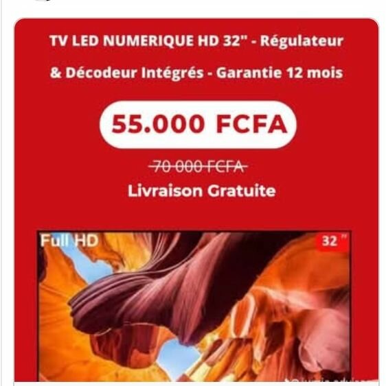 TV LED 32'' - Garantie 12 mois