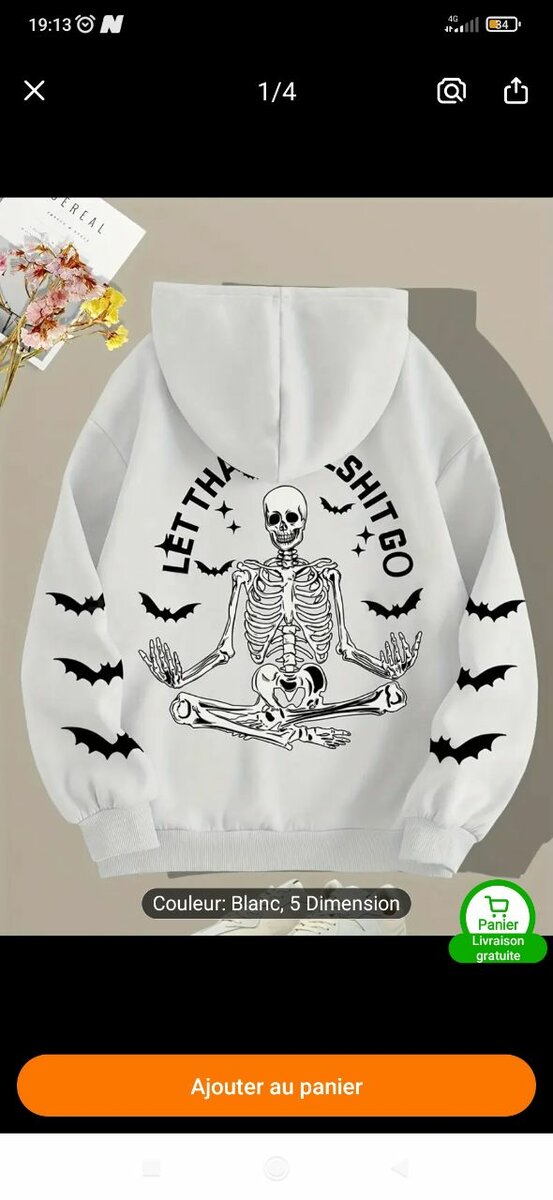 Sweat à capuche squelettique