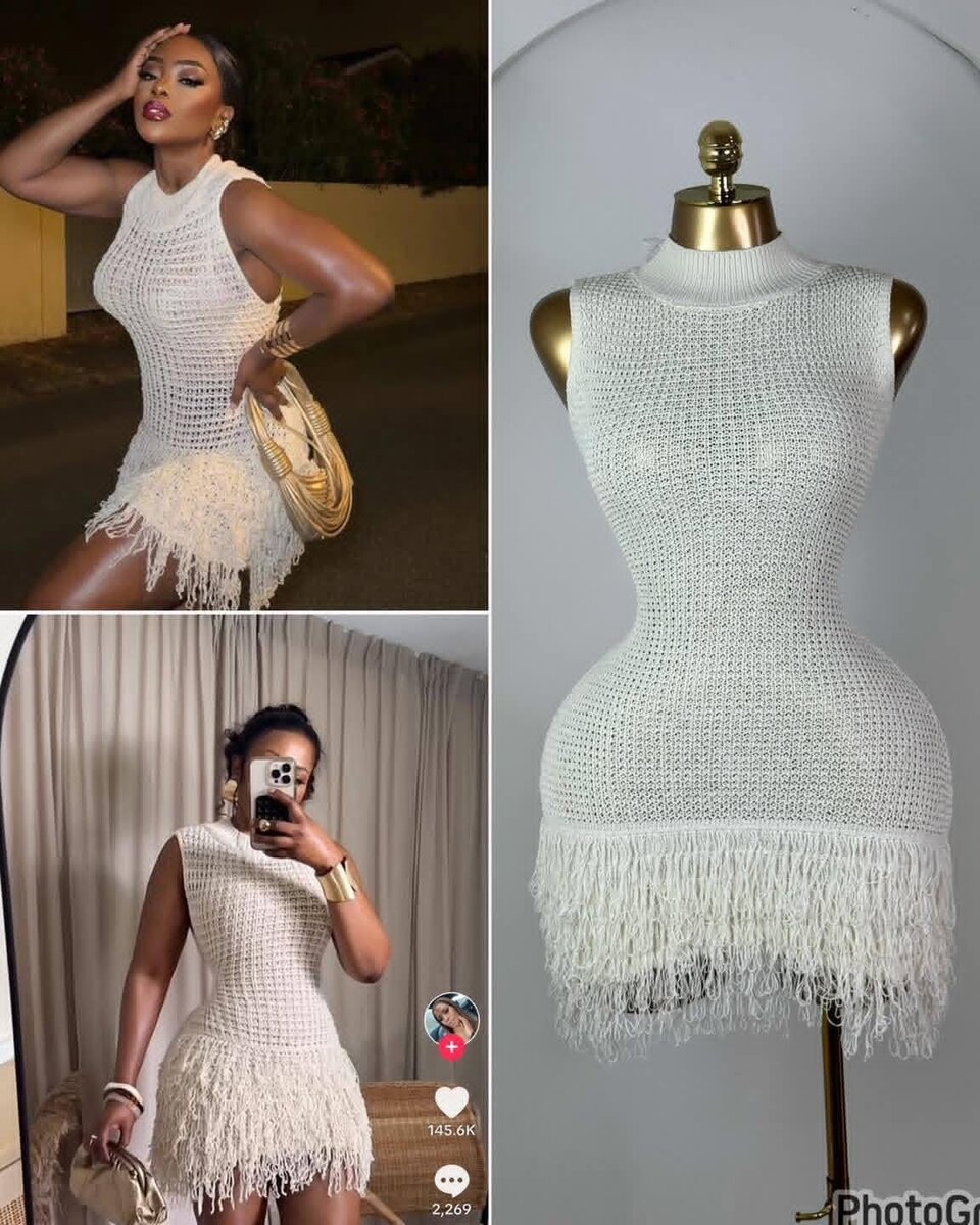 Robe en crochet à franges
