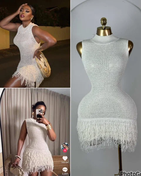 Robe en crochet à franges