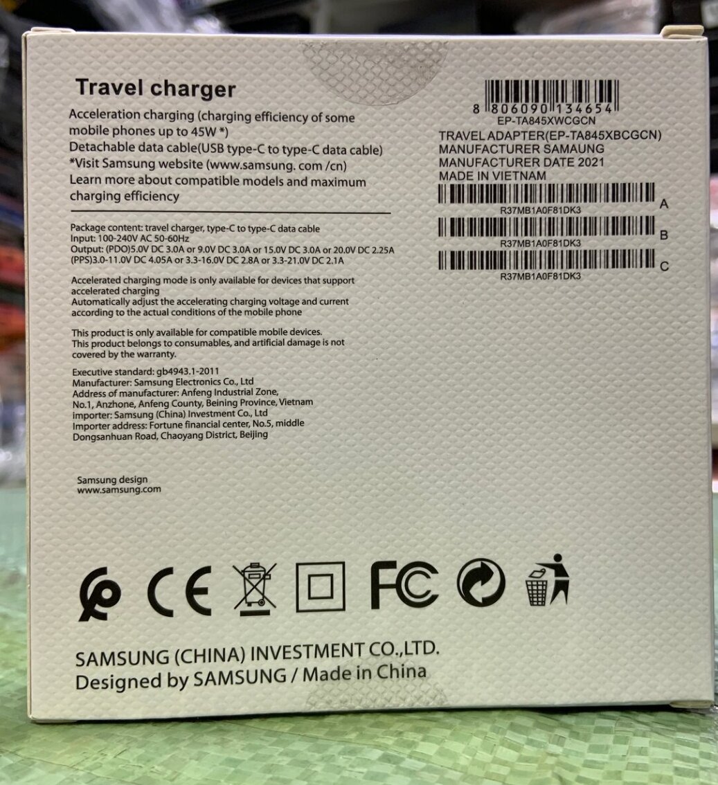 Chargeur rapide Samsung 45W