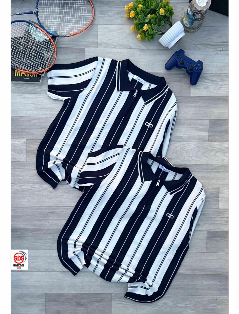 Combinaison polo bicolore pour duo mère-fille