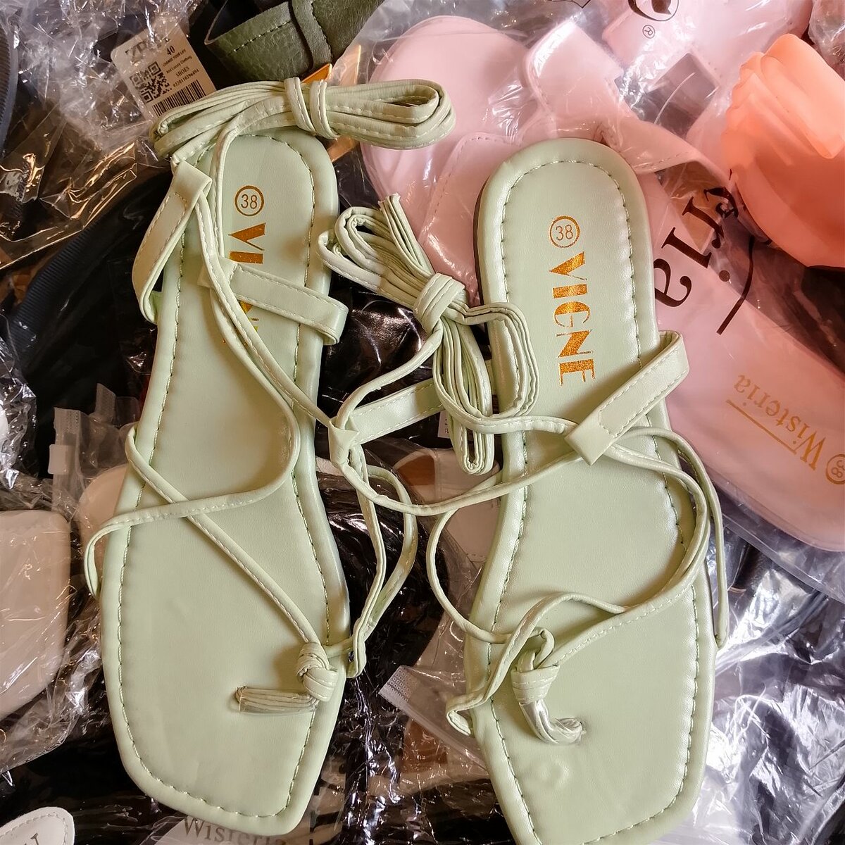 Sandales Vertes avec Lacets