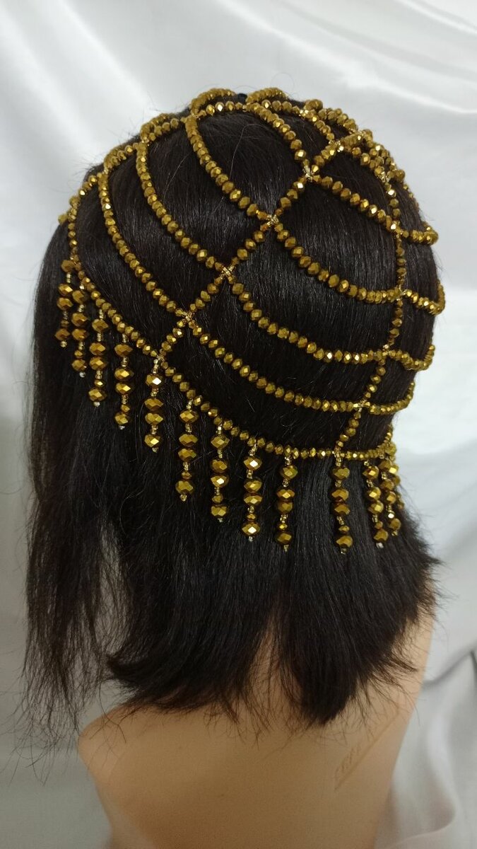 Coiffe perlée dorée chic