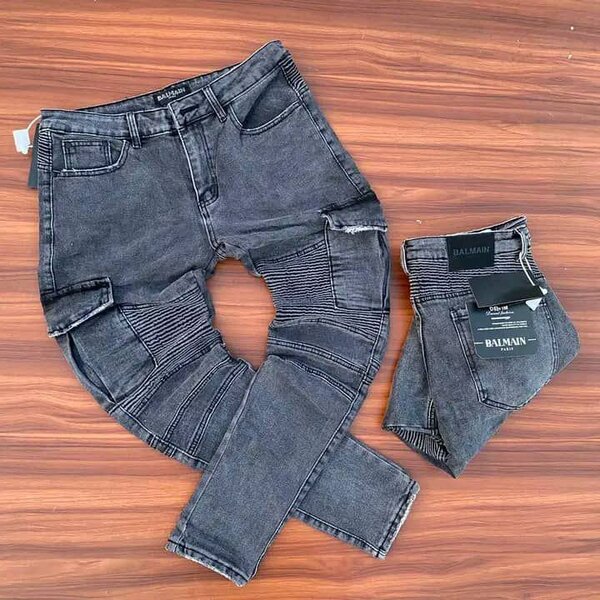 Jeans gris déchirés pour homme Balmain