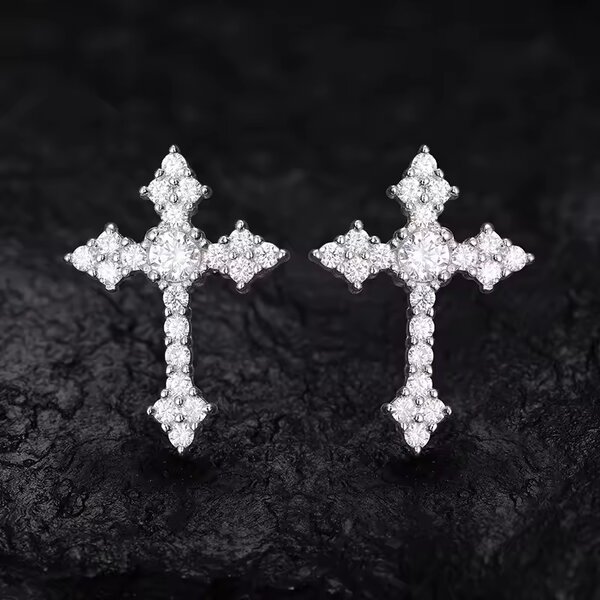 Boucles d'oreilles croix étincelantes