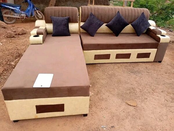 Ensemble canapé moderne beige et marron