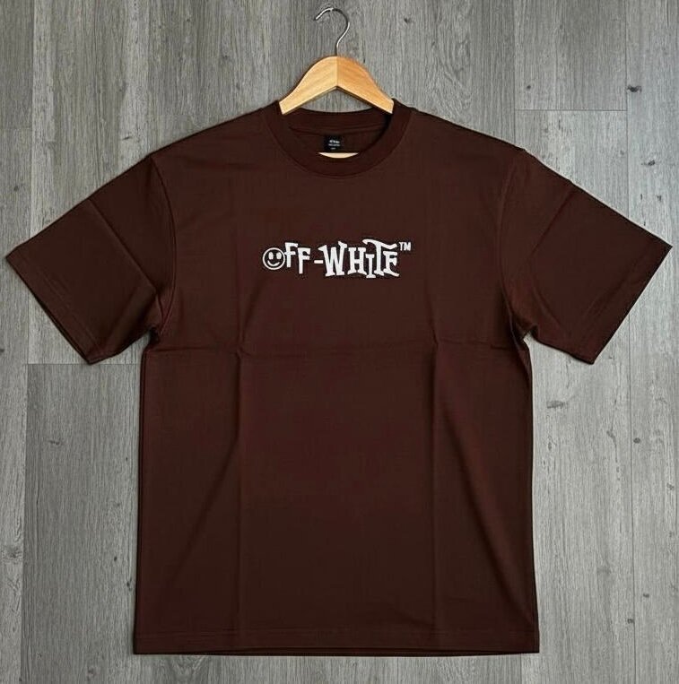 T-shirt Off-White en coton marron