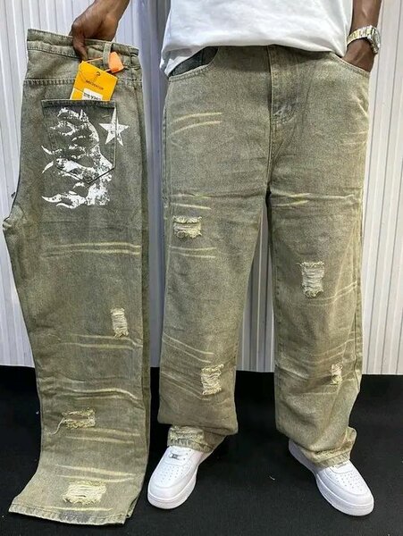 Jeans décontractés délavés pour hommes