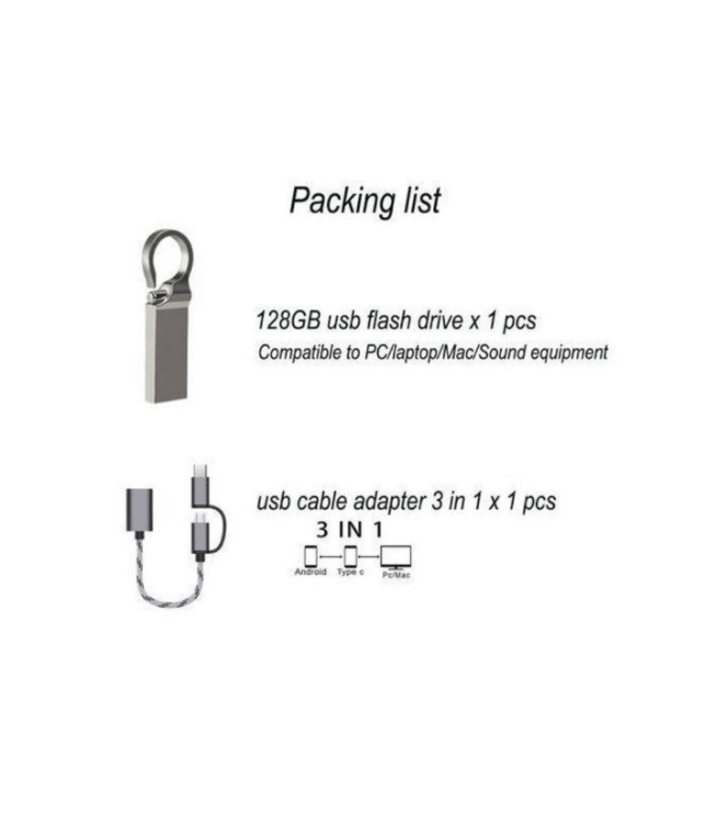 Clé USB 128Go + Adaptateur 3-en-1