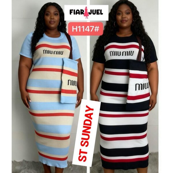 Robe rayée grande taille