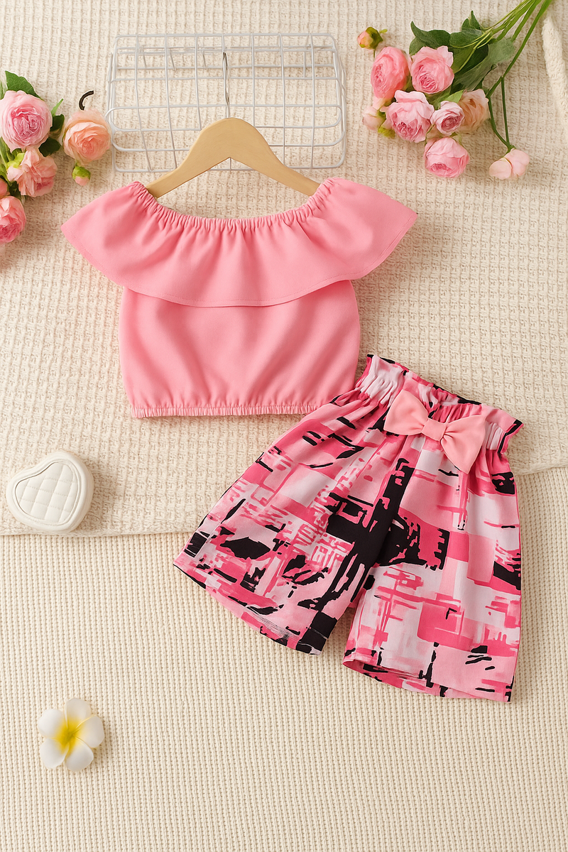 Ensemble Fille Été Chic Rose