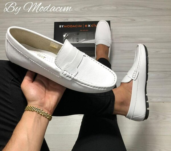 Mocassins Homme Blanc Élégant