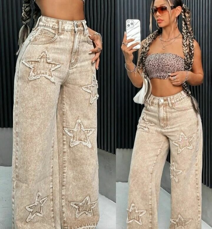 Jeans larges femme étoiles