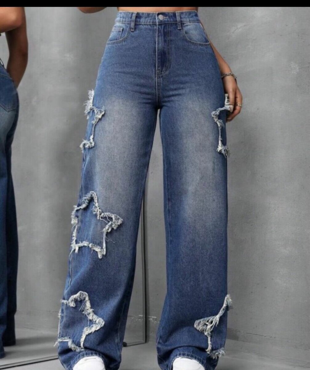Jeans évasés à motifs étoiles