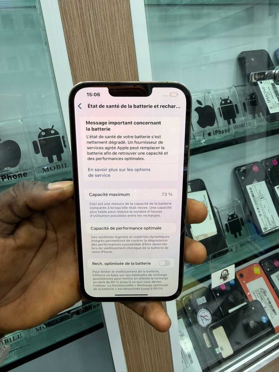 13pro max 128Go batterie  73%