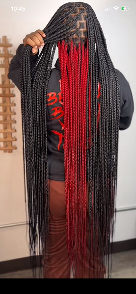 Extensions tressées rouges et noires