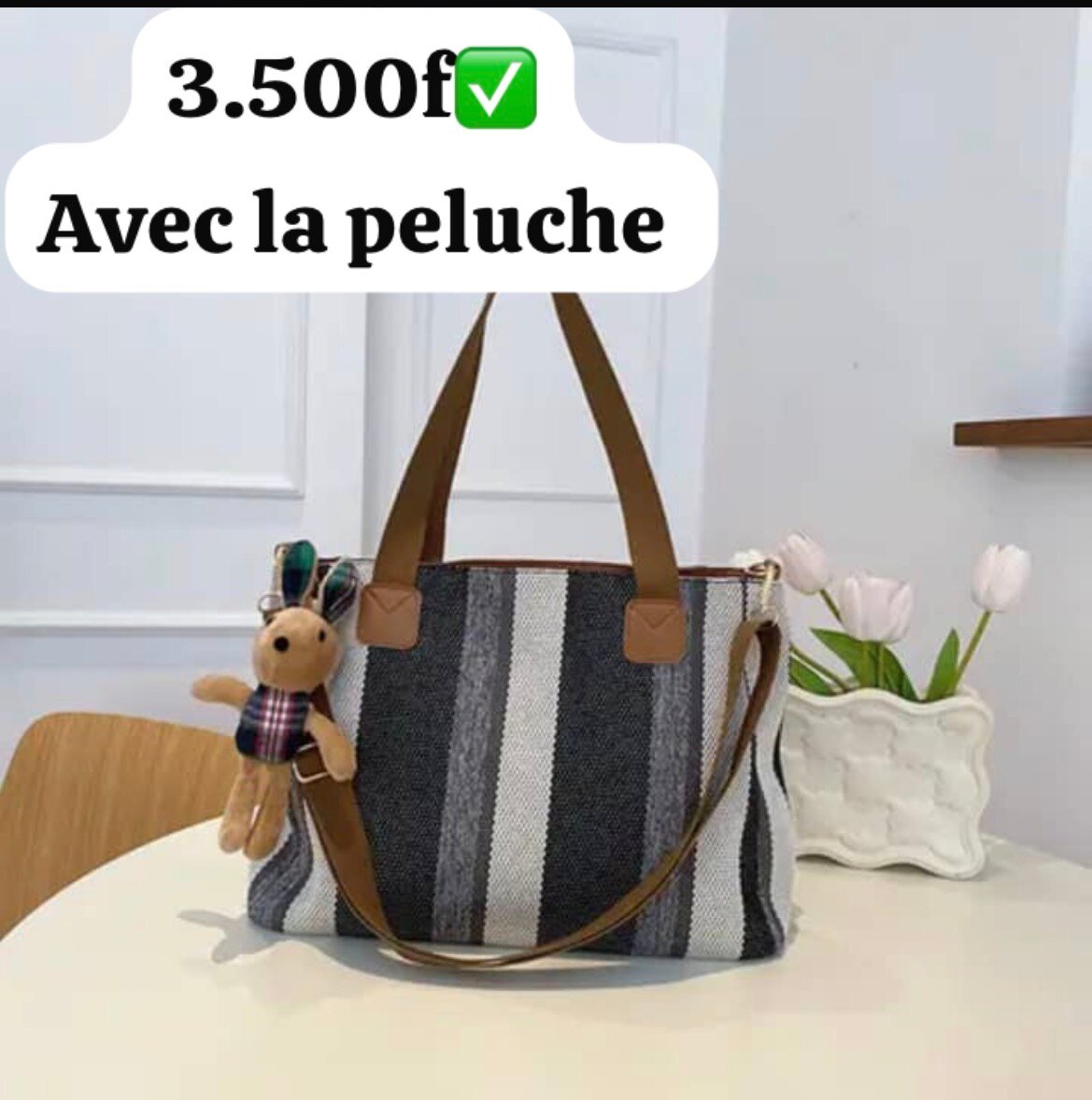 Sac à main en toile rayé