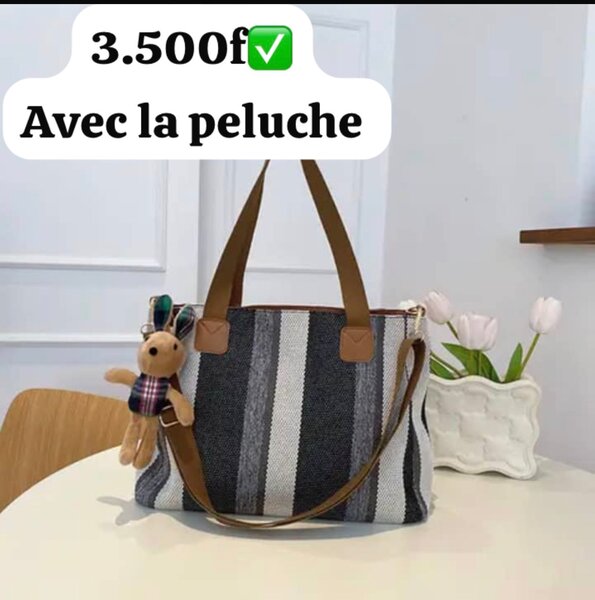 Sac à main en toile rayé