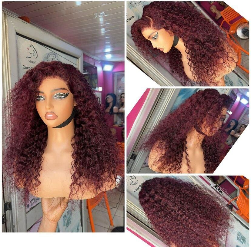 Perruque synthétique marron frisée