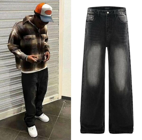 Jean ample noir homme