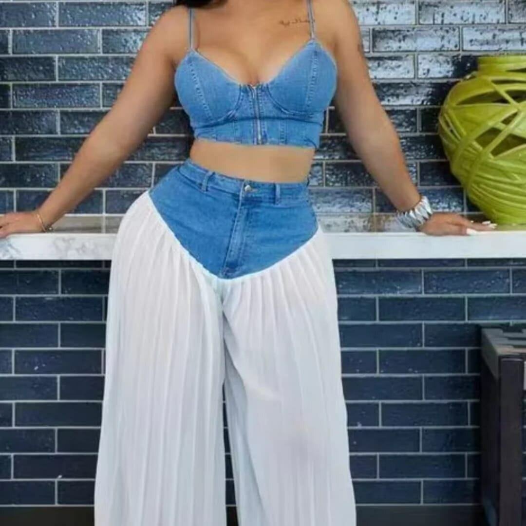 Ensemble Crop Top Denim