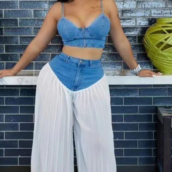 Ensemble Crop Top Denim