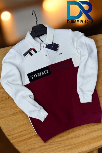 Tommy Hilfiger Homme Pullover Rouge & Blanc