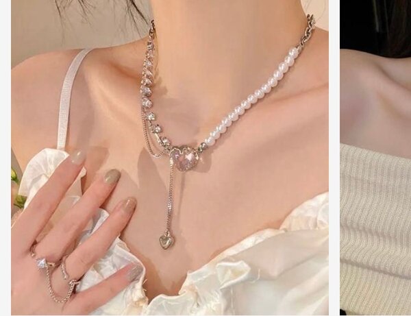 Collier perles chic cœur