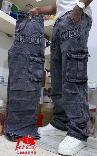 Jeans cargo noir style urbain