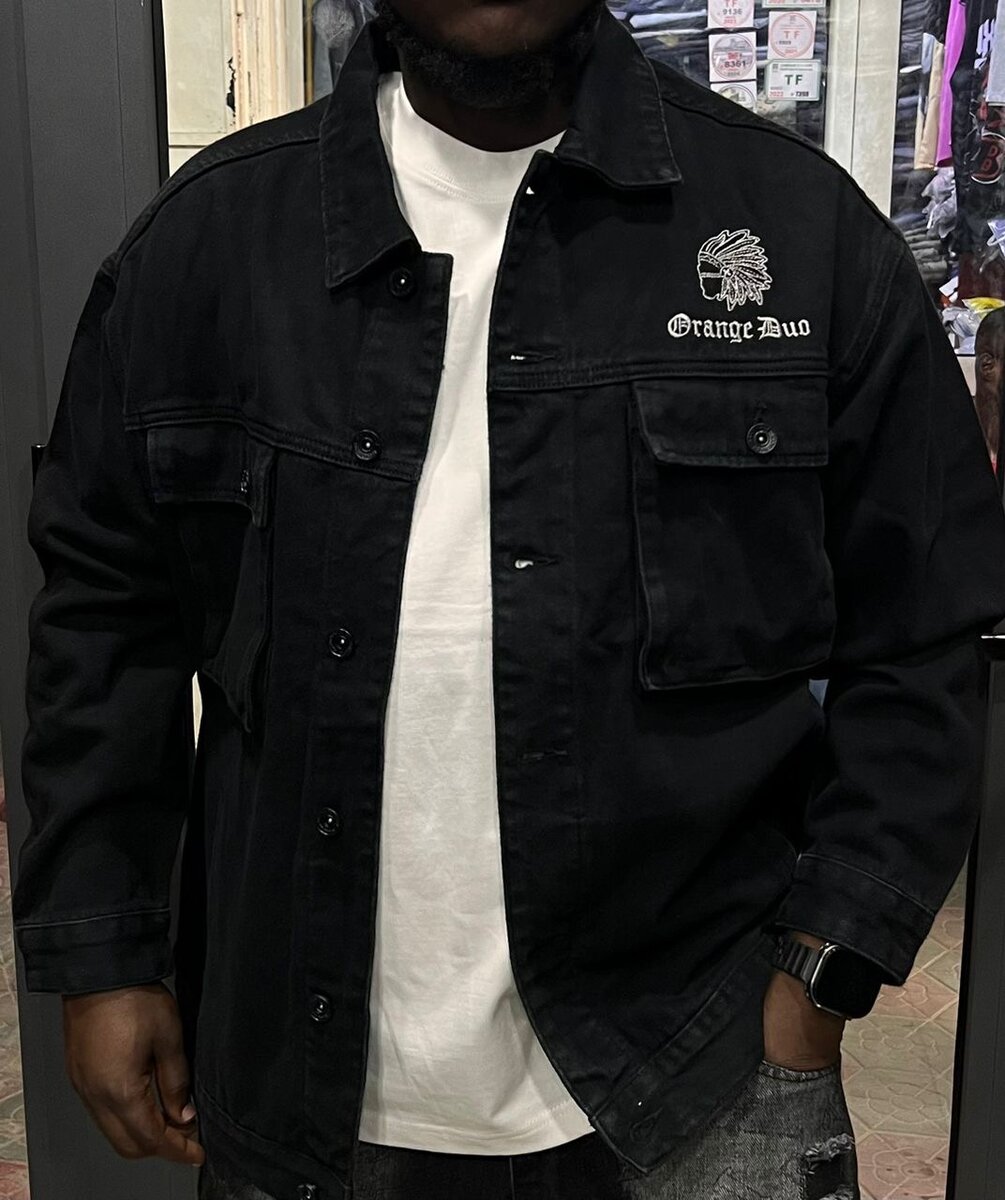 Veste en jean noir homme