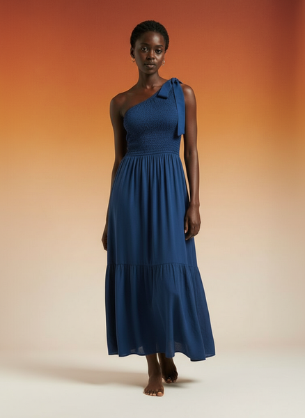 Robe asymétrique bleue chic