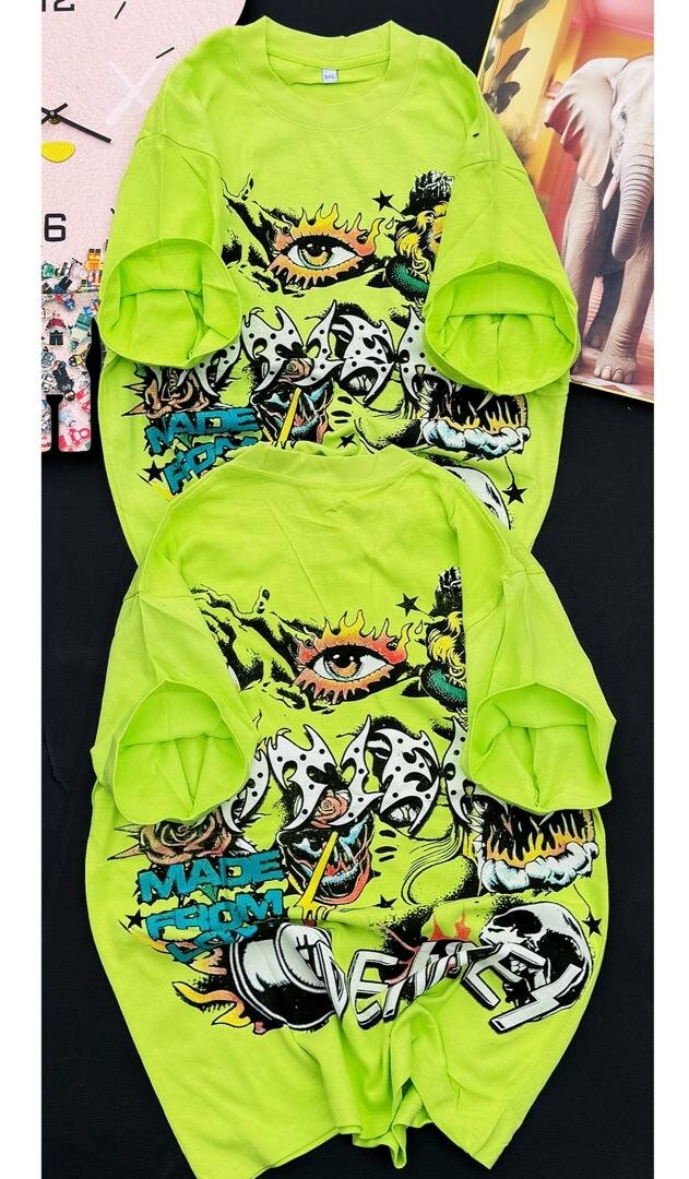 T-shirt vert néon graffiti