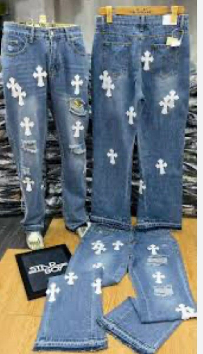 Jeans décontractés motifs croix