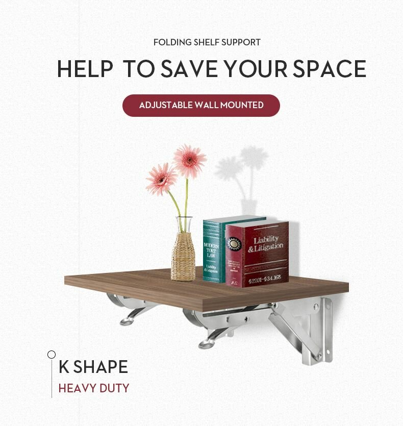 Étagère murale pliante robuste en acier inoxydable