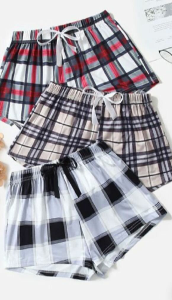 Shorts de nuit à carreaux doux