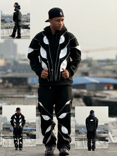 Ensemble survêtement noir et blanc pour homme