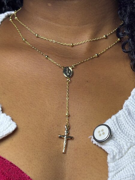 Collier ras du cou croix doré