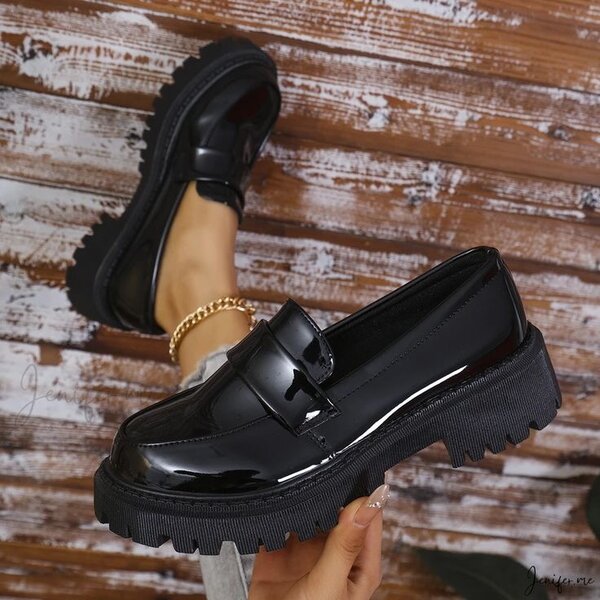 Mocassins Femme Vernis Noirs