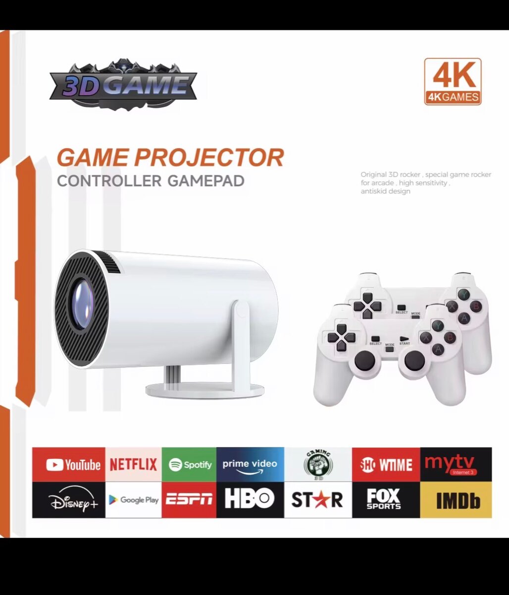 Projecteur de jeu Android 4K avec manette