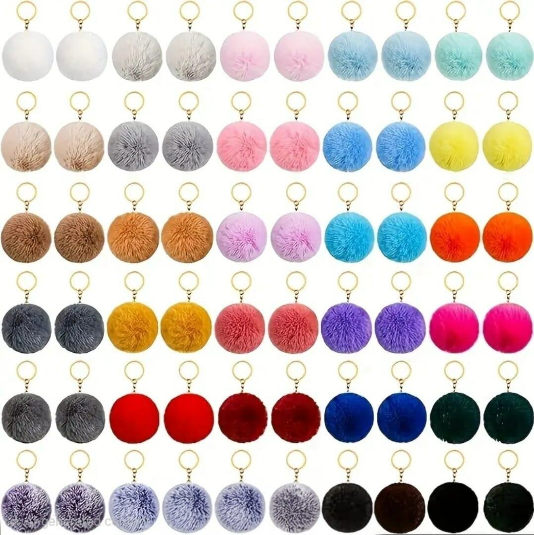 Colorful Faux Fur Pom Keychains