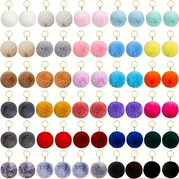 Colorful Faux Fur Pom Keychains
