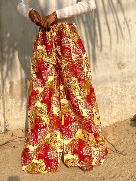 Pantalon large motif ethnique