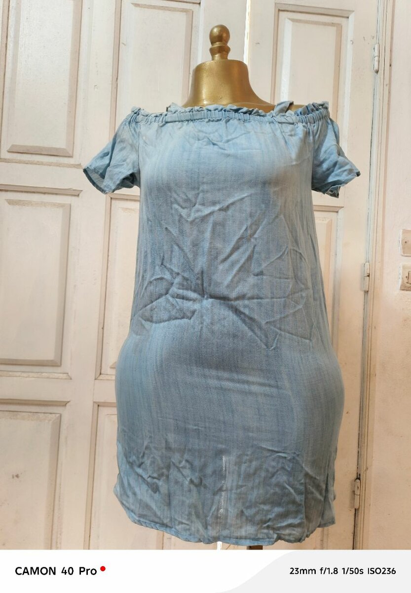 Robe en tissu couleur jean