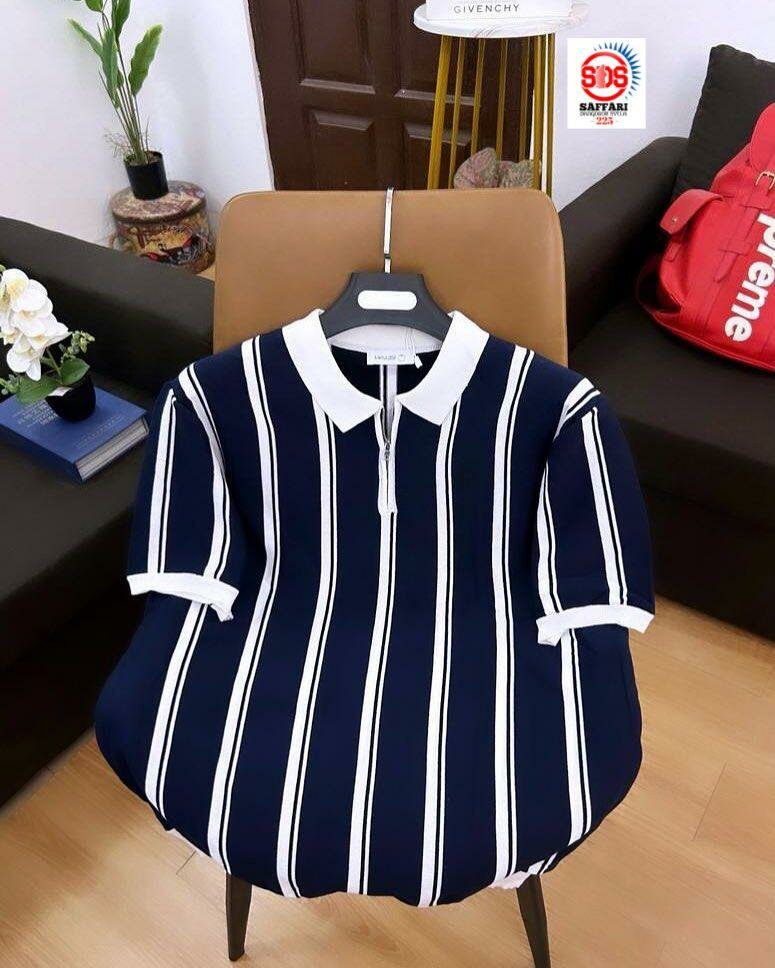 Polo à rayures à zip élégant