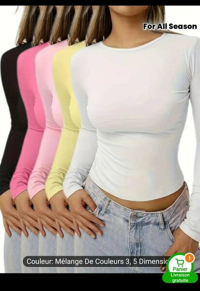Ensemble de 3/5 hauts à manches longues pour femmes