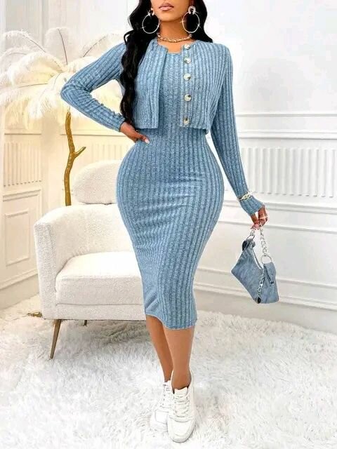 Robe pull côtelée élégante