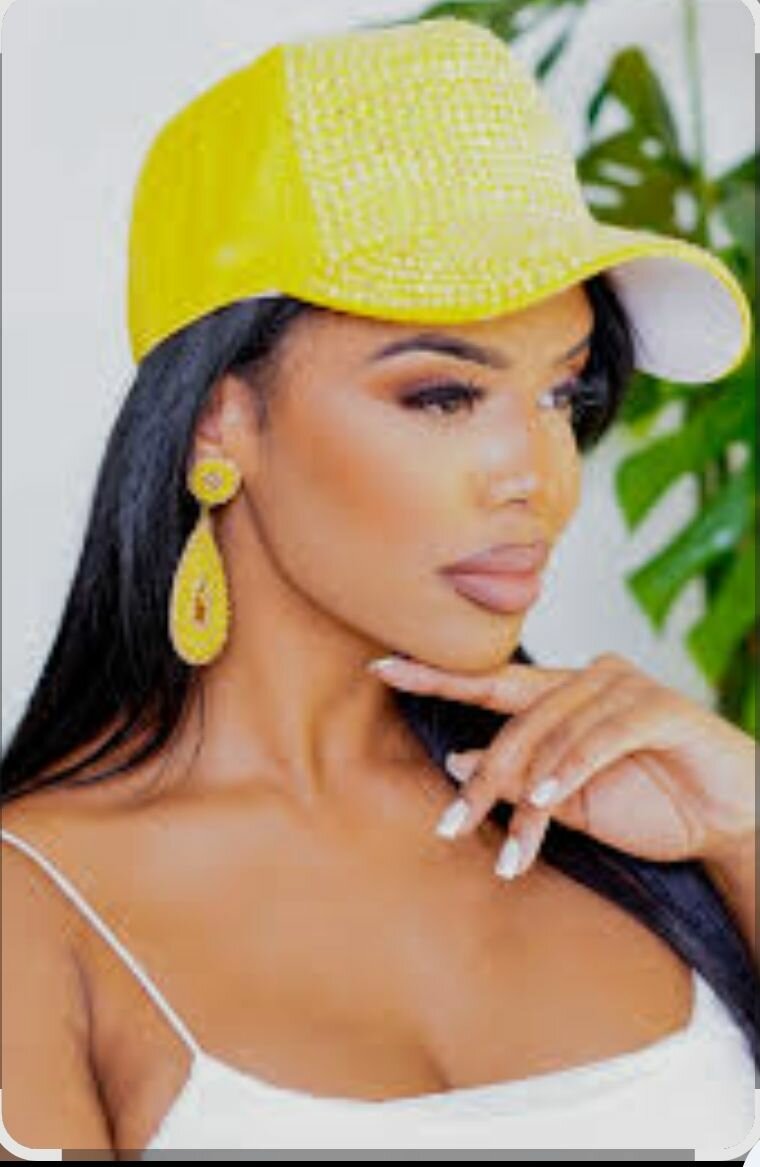 Casquette Glamour Strass Jaune